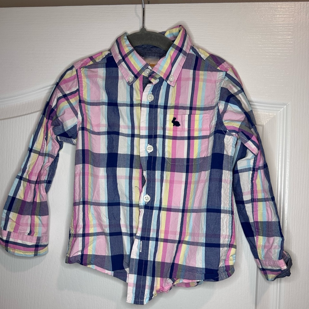 Gymboree Blue and Pink button up shirt Easter (sibling matching) size 3T
